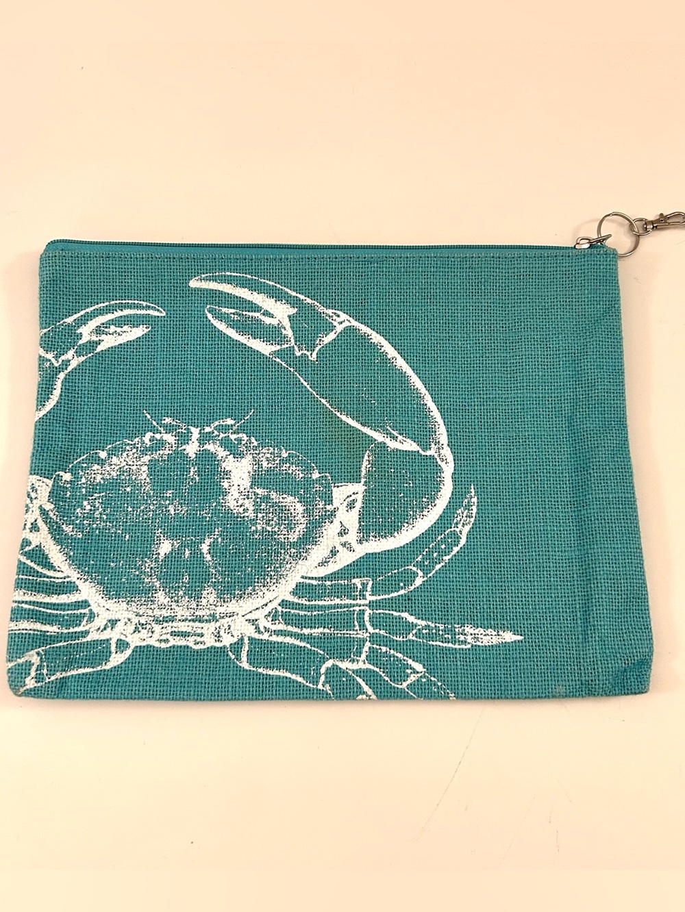 Mud Pie Aqua/Teal Jute Crab Pouch